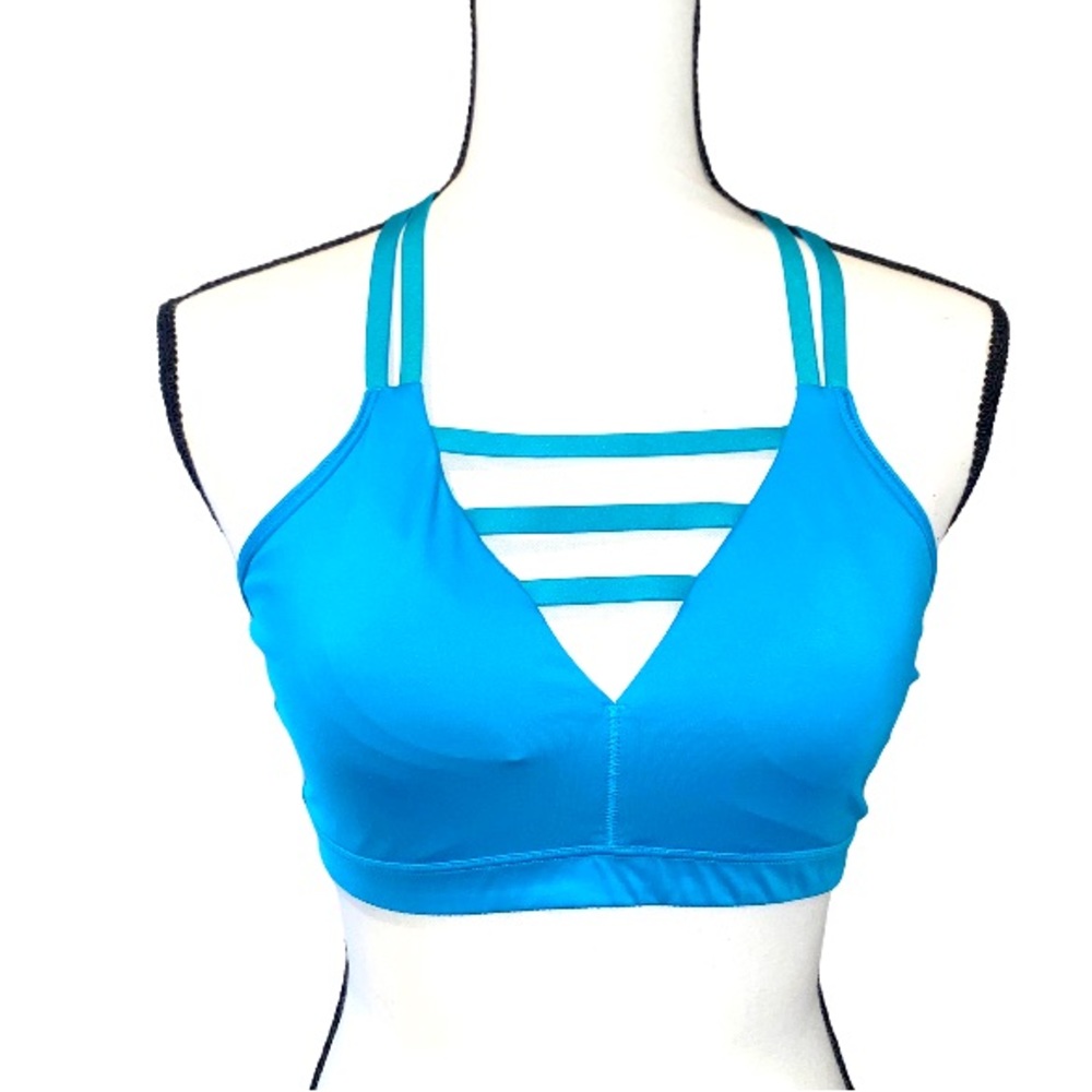 Victoria’s Secret blue strappy padded T-Back sports bra women’s size Medium